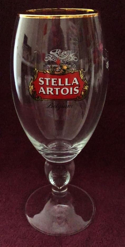 Stella Artois Belgium Gold Rimmed Beer Glass Chalice 40 Cl Ebay