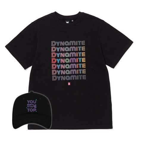 BTS Dynamite Tour Official Merch Tee Ball Cap Bundle 3