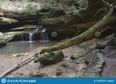 Small Waterfall at Old Man`s Cave Stock Image - Image of area, small: 126059345