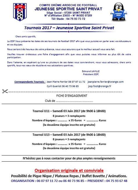 Inscription Tournoi Football Tournois Jssp U U Footeo