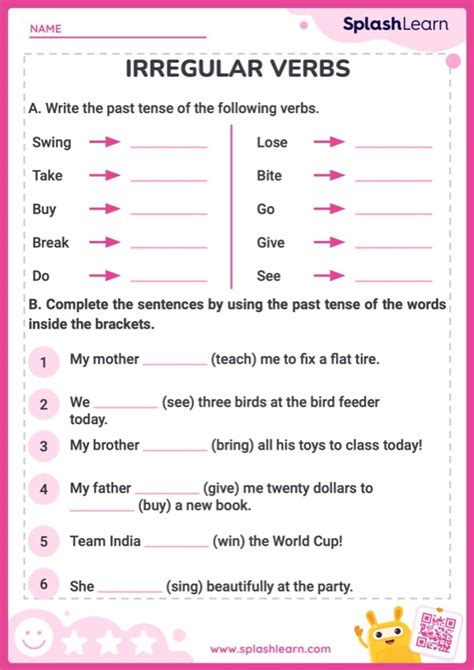 Form And Use Irregular Verbs ELA Worksheets SplashLearn