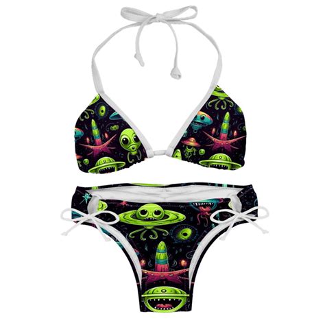 Alien Swim Wear Detachable Sponge Adjustable Strap Bikini Set Two Pack