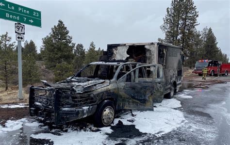 Ambulance Catches Fire Closing Hwy 97 South Of Bend