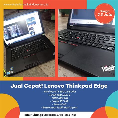 Jual Laptop Second Lenovo Thinkpad Core I3 Sold Mitra Informatika Indonesia