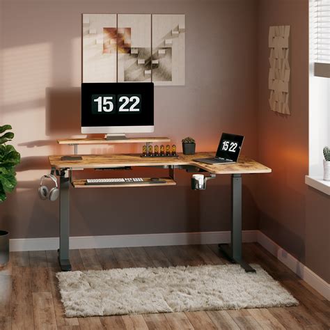 Eureka Ergonomic 61 L Shaped Electirc Standing Desk With Keyboard Tray