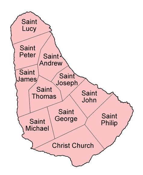 Barbados Parishes English • Mapsof.net