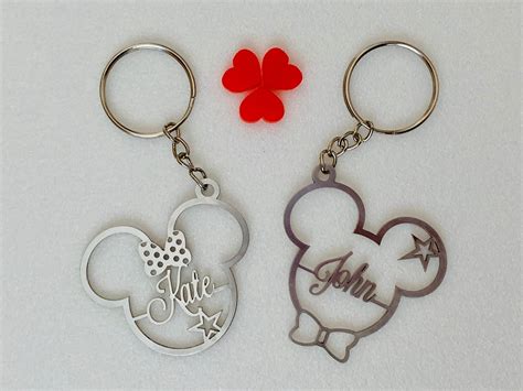 Personalized Mickey Mouse Keychain Minnie Mouse Keyring Disney Etsy