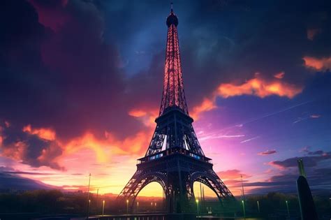 Premium Ai Image Eiffel Tower In The Evening Wallpaper