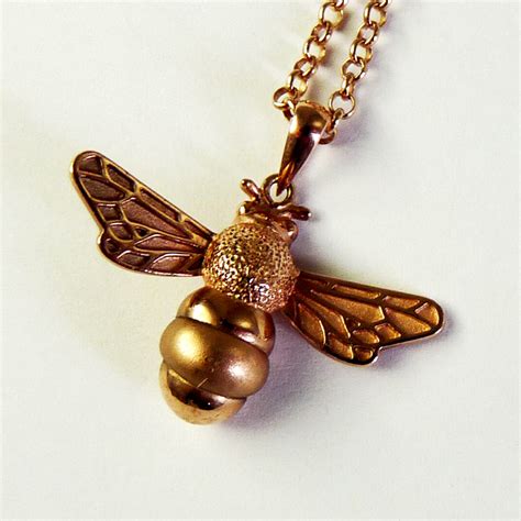 Rose Gold Bumble Bee Necklace Mocili