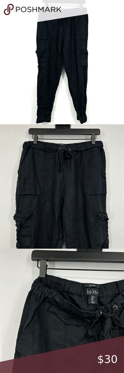 Nicole Miller New York Jogger Pants 100 Linen Pull On Cargo Jogger Pants Joggers Plus Fashion