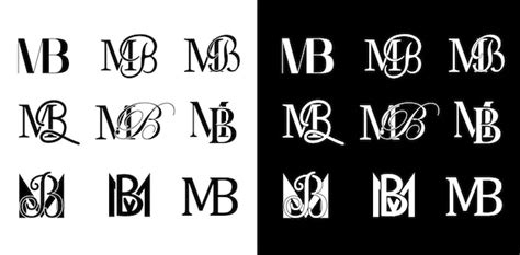 Premium Vector Mb Initials Logo Variations Set