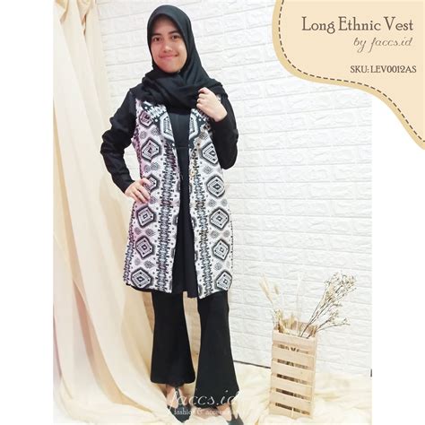 Jual Long Vest Ethnic Rompi Panjang Tenun Etnik Motif 2 All Size