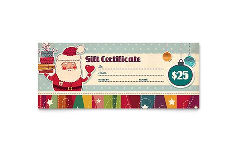 Retro Santa Gift Certificate Template - Word, Publisher, InDesign