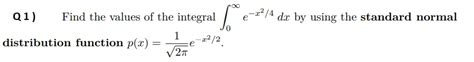 Solved Q1 Find The Values Of The Integral ∫0∞e−x24dx By