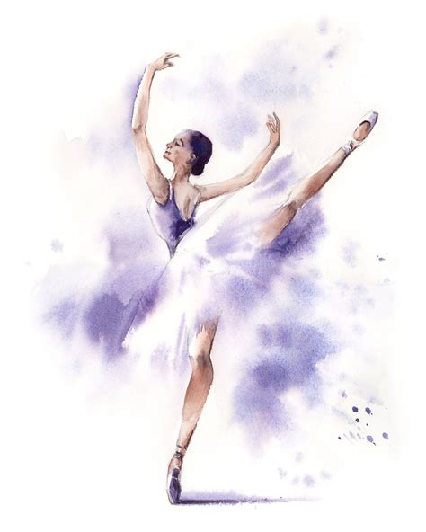 Ballerina Painting Wall Art Print Purple Ballet Dance Watercolor Art