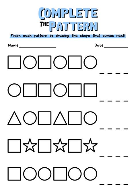 Patterns Using Shapes Worksheets - Printable Word Searches