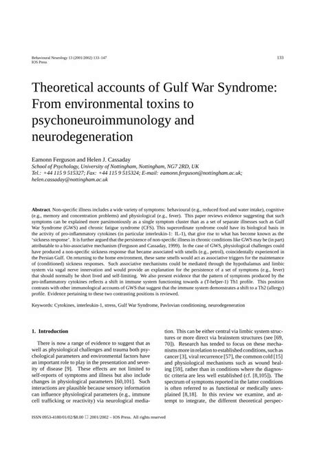 Pdf Theoretical Accounts Of Gulf War Syndrome From Dokumen Tips