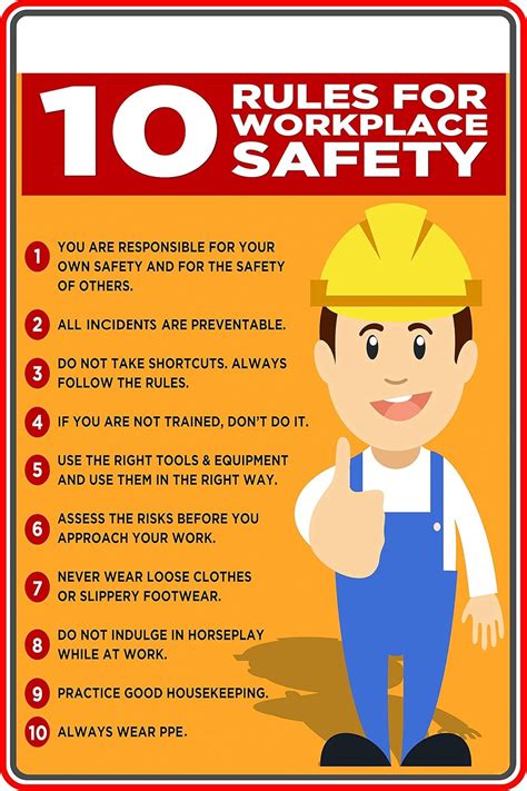 ARUNA ARTS 10 Safety Rules Sign Foam Board 36 Inch X 24 Inches