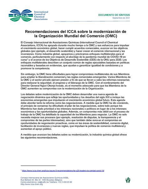 Recomendaciones Del Icca Sobre La Modernización De La Organización