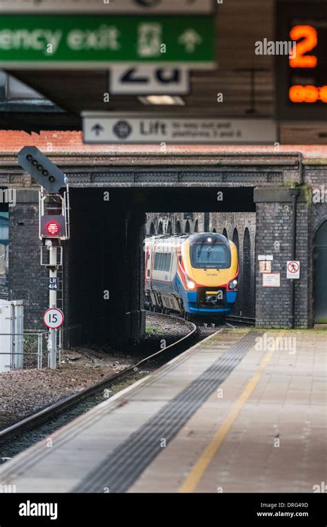 East Midlands Trains Meridian Passenger Train Approaching Leicester