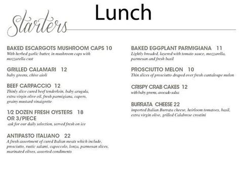 Menu at Trattoria Timone Ristorante restaurant, Oakville