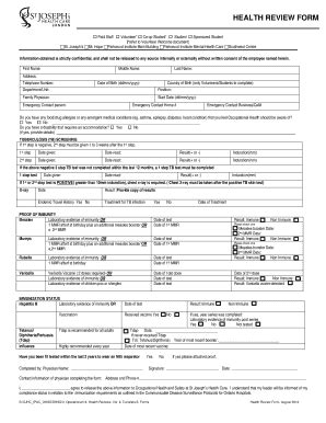 Fillable Online Health Review Form Sjhc London On Ca Fax Email Print