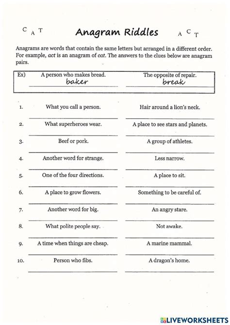 Anagram Riddles Worksheet Live Worksheets Worksheets Library