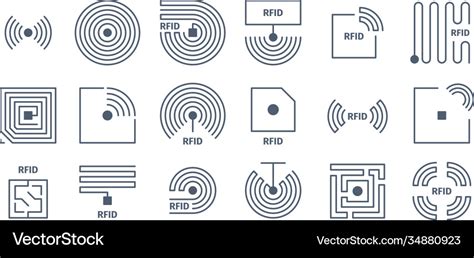 Rfid Icons Radio Tagging Chips Identification Vector Image