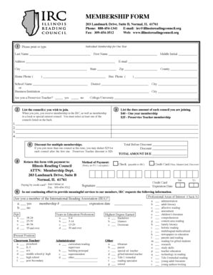 Fillable Online Castle Eiu Membership Form Illinois Reading Council