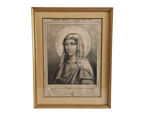 Antique True Face Of Virgin Mary Portrait Engraving By Gosselin French