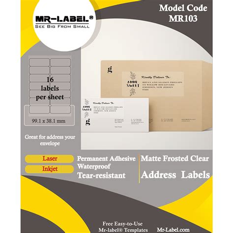 Mr-Label 99.1 x 38.1mm Translucent Shipping Address Labels – for Inkjet ...