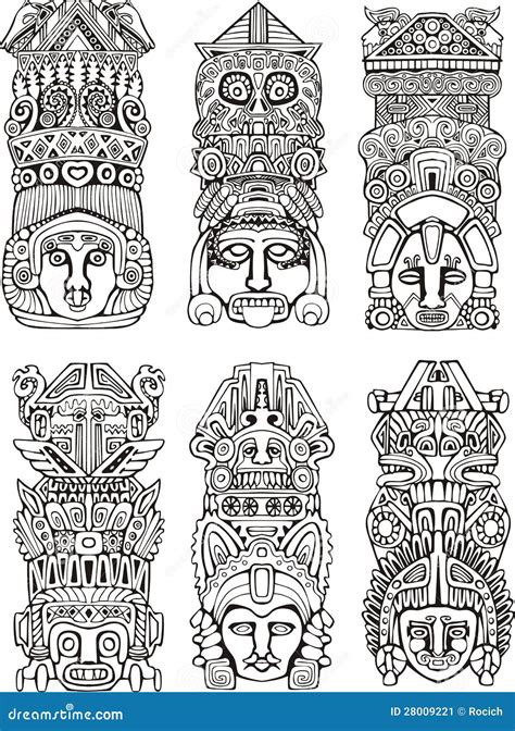 Aztec Totem Poles Stock Image Image 28009221