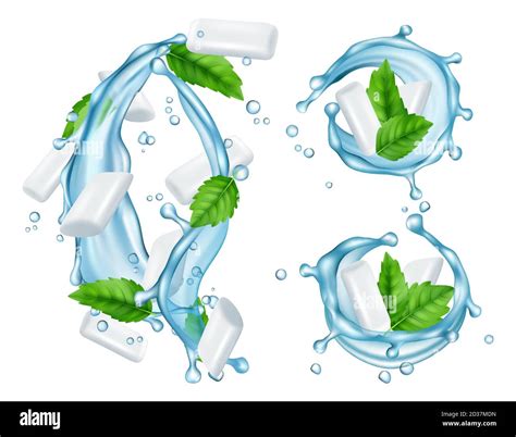 Realistic Fresh Mint And Chewing Gums Vector Illustration Stock Vector Image And Art Alamy