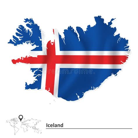 Kaart Van IJsland Met Vlag Vector Illustratie Illustration Of Grens