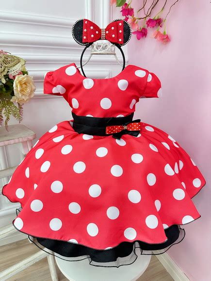 Vestido Minnie Vermelho C Bolinhas Tiara De Orelhas Elo7