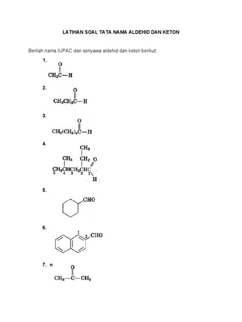 Latihan Soal Tata Nama Aldehid Dan Keton Pdf