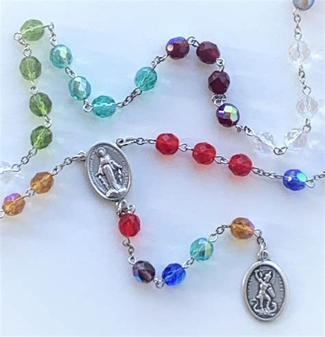 Saint Michael Chaplet Rosary Of The Angels Glass Facet Beads Etsy