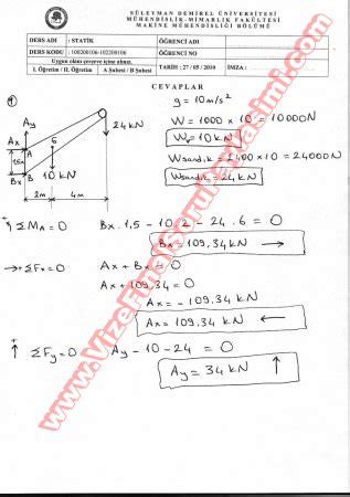 Statik Final Sorular Ve Cevaplar Sayfa Vize Ve Final