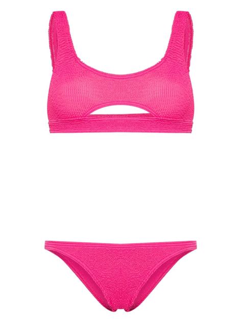 Bond Eye Sasha Seersucker Cut Out Bikini Pink Editorialist