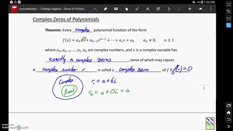 Complex Zeros Of Polynomials Youtube