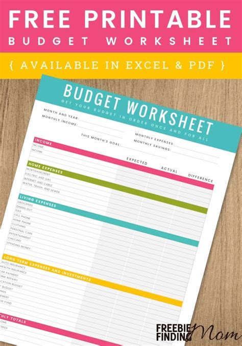 FREE Printable Household Budget Worksheet | Freebie Finding Mom