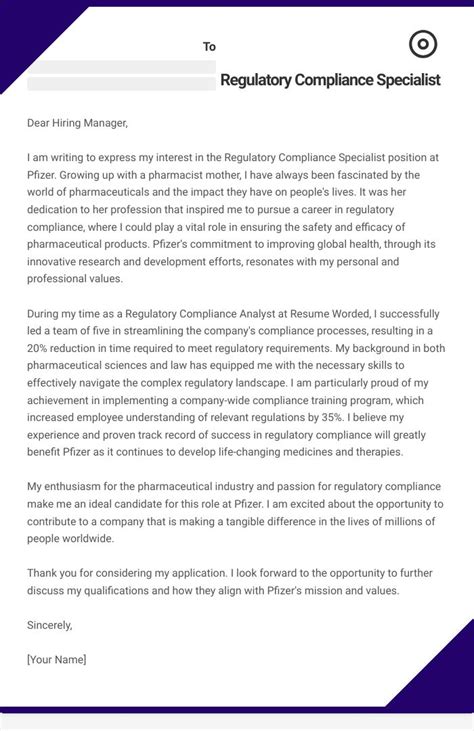 14 Regulatory Compliance Specialist Cover Letter Examples Plus Recruiter Insights Updated For