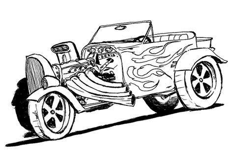 Desenhos Para Colorir Em Geral Desenho De Carro Hot Rod Para Colorir