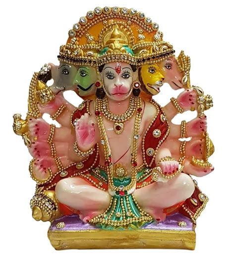 Hindu God Lord Panchmukhi Hanuman Balaji Bajrangbali Idol Sculpture