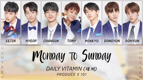 Daily Vitamin Monday To Sunday Produce X Color Coded Han