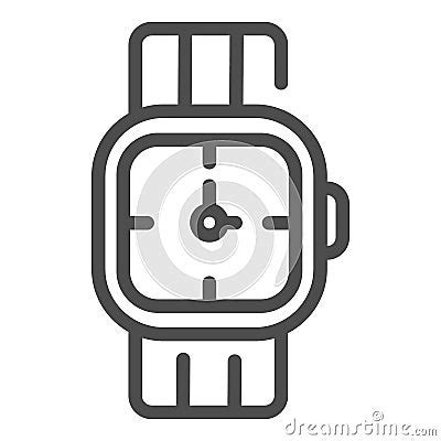 Mens Wrist Watch Line Icon Male Hand Accessory Vector Illustration