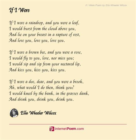 If I Were Poem By Ella Wheeler Wilcox