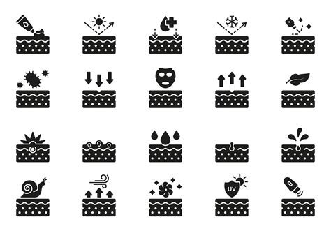 Dermatology And Cosmetology Care Silhouette Icon Set Skin Care Icon