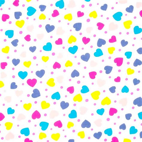 Ditsy Hearts On White Polycotton Fabric Fabric Love