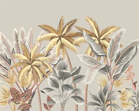 Tropical Palm Trees Medium by Origin Murals - Grey - Mural : Wallpaper ...